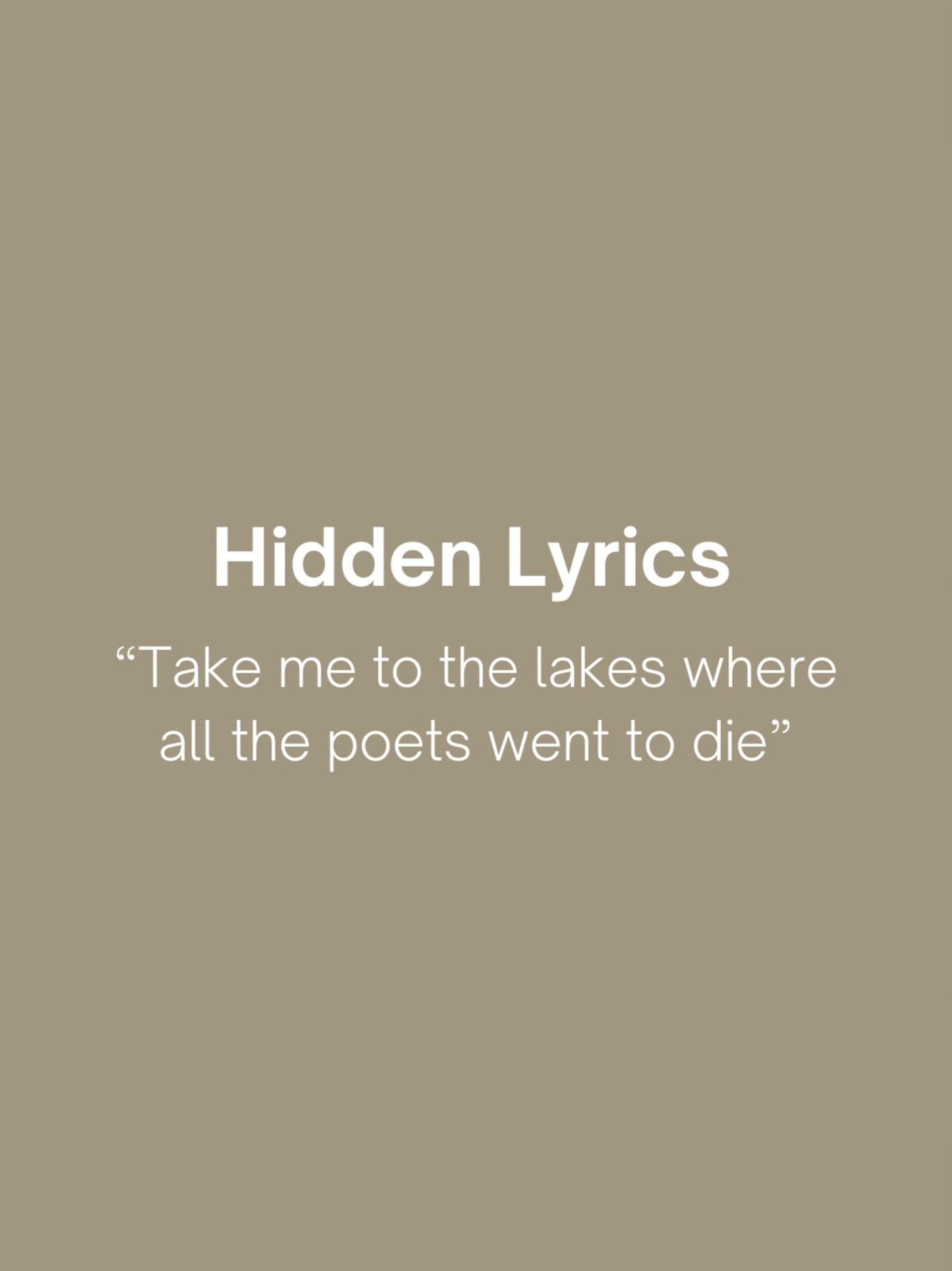 the lakes - Taylor Swift