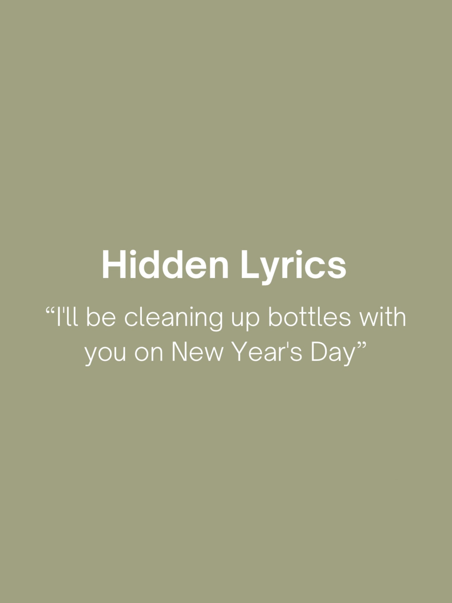 New Year’s Day - Taylor Swift